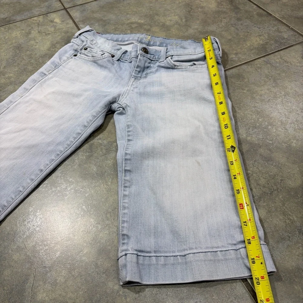 7 For All Mankind Sz 25 Dojo Bermuda Jeans Denim Shorts Light Wash Y2K Preppy - Picture 9 of 11
